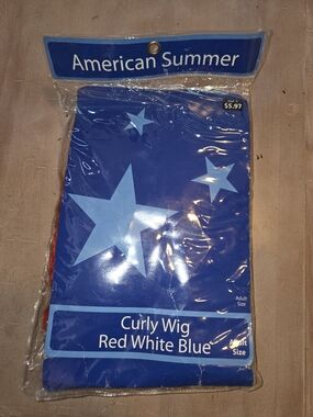 American Summer Red White Blue Curly Wig - Kids Costume
